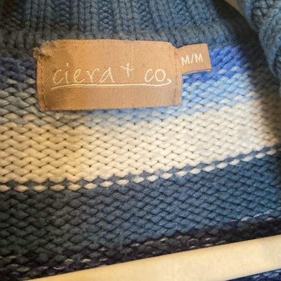Ciera& Co Zip Up Blue Striped Cardigan. - Picture 4 of 9